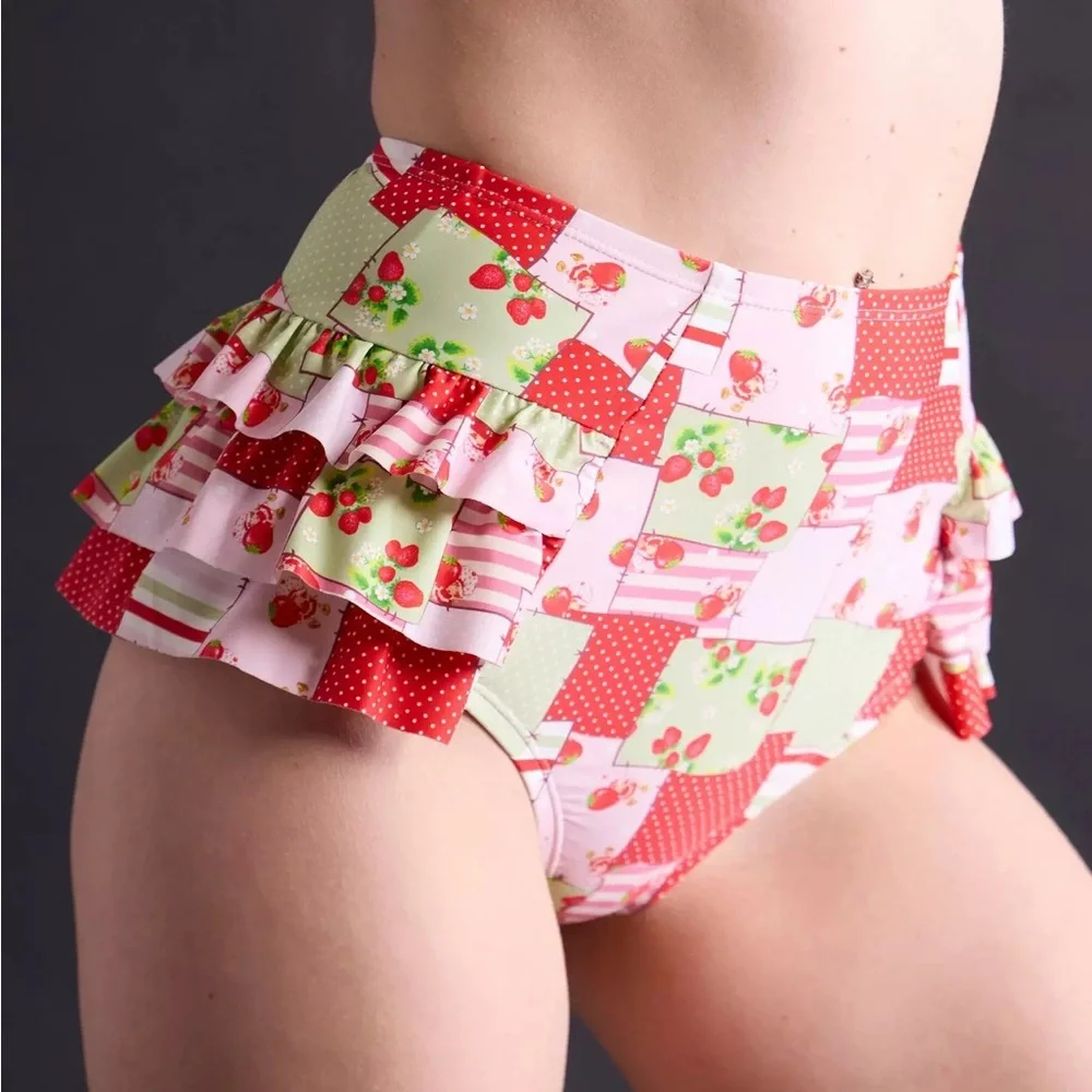Strawberry Shortcake Patchwork High-Waisted Swim Bottoms Hot Topic‎